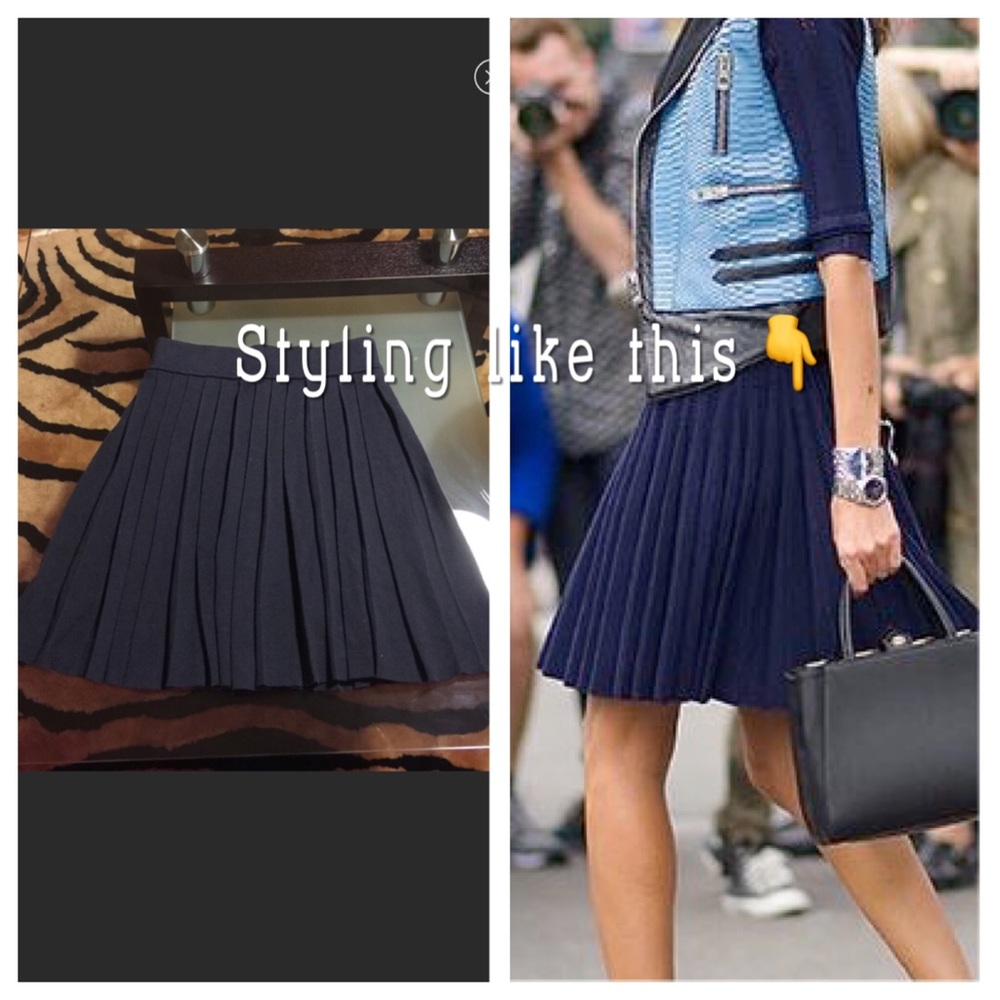 Lacoste Navy Cotton Pleated Skirt